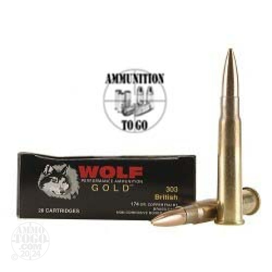 20rds - 303 British Wolf Gold 174gr. Full Metal Jacket Ammo